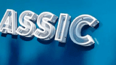 A blue wall with the word "CLASSIC" in large, white, and 3D block letters.