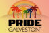 Pride Galveston logo with colorful palm trees